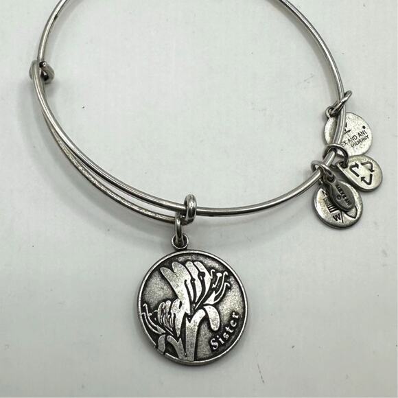 Alex & Ani SISTER Bangle Bracelet Silver tone Casual Collectible Charms Jewelry - Picture 2 of 6